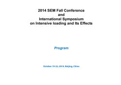 2014 SEM Fall Conference and International Symposium on Intensive loading and Its Effects