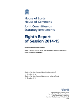 Eighth Report of Session 2014-15 House of Lords House of Commons