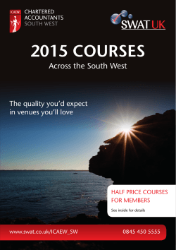 2015 COURSES Across the South West The quality you’d expect