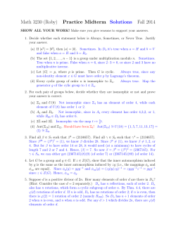 Math 3230 (Roby) Practice Midterm Fall 2014 Solutions