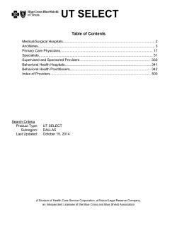 UT SELECT Table of Contents