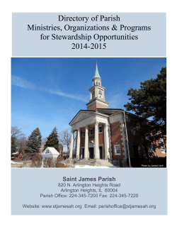Directory of Parish Ministries, Organizations &amp; Programs for Stewardship Opportunities