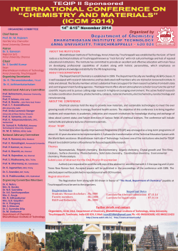 INTERNATIONAL CONFERENCE ON “CHEMISTRY AND MATERIALS” (ICCM 2014)