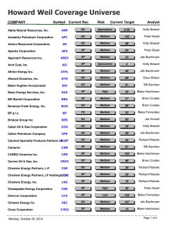 Howard Weil Coverage Universe COMPANY Symbol Current Rec Analyst