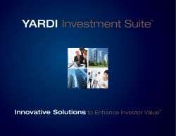 YARDI  Investment Suite Innovative Solutions