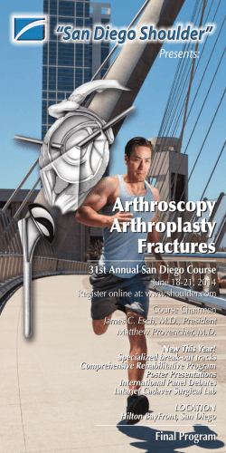 Arthroscopy Arthroplasty Fractures 31st Annual San Diego Course