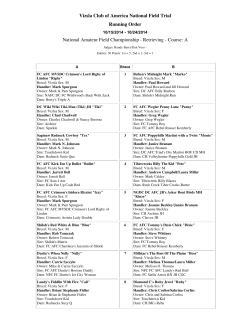 Vizsla Club of America National Field Trial Running Order 10/15/2014 - 10/24/2014