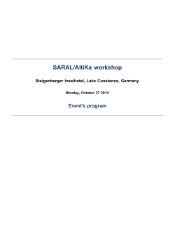 SARAL/AltiKa  workshop Event's program Steigenberger Inselhotel, Lake Constance, Germany