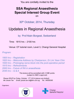 Updates in Regional Anaesthesia SSA Regional Anaesthesia Special Interest Group Event 30