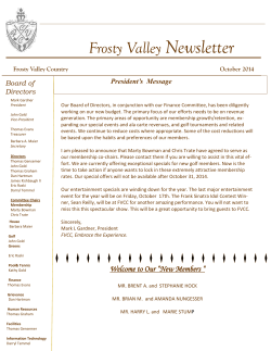 Newsletter Frosty Valley