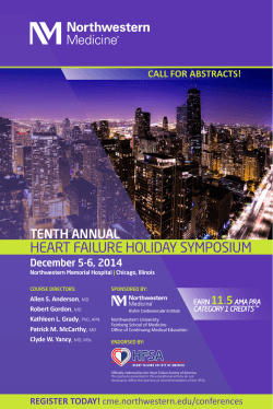 HEART FAILURE HOLIDAY SYMPOSIUM TENTH ANNUAL 11 December 5-6, 2014