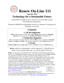 Renew On-Line 111 Technology for a Sustainable Future Contents
