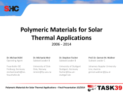 Polymeric Materials for Solar Thermal Applications 2006 - 2014