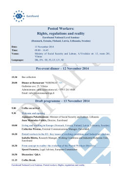 Posted Workers: Rights, regulations and reality Pre-event dinner – 12 November 2014