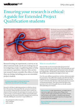 Ensuring your research is ethical: A guide for Extended Project Qualification students