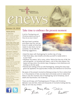 e Take time to embrace the present moment October 16, 2014 HIGHLIGHTS