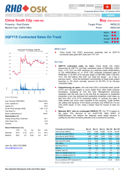 China South City  Buy 2QFY15 Contracted Sales On Track