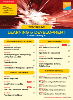 LEARNING &amp; DEVELOPMENT NOVEMBER 2014 Course Catalogue
