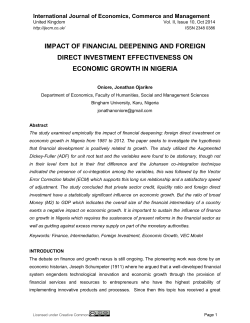 IMPACT OF FINANCIAL DEEPENING AND FOREIGN DIRECT INVESTMENT EFFECTIVENESS ON