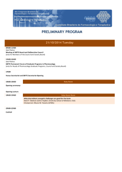 PRELIMINARY PROGRAM 21/10/2014 Tuesday