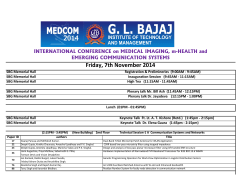 Friday, 7th November 2014 INTERNATIONAL CONFERENCE on MEDICAL IMAGING, m-HEALTH and