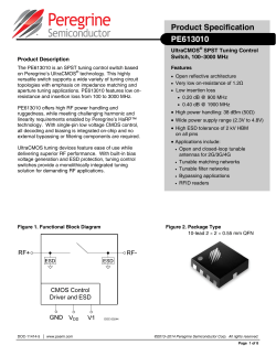 Product Specification PE613010 UltraCMOS SPST Tuning Control