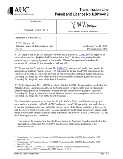 Transmission Line Permit and Licence No. U2014-419