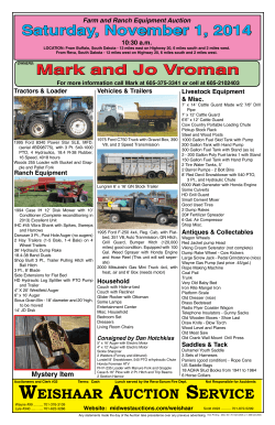 Saturday, November 1, 2014 Farm Equipment AUCTION