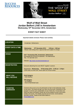 Wolf of Wall Street LIVE Wednesday 19 November 2014, Amsterdam