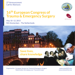 16 European Congress of Trauma &amp; Emergency Surgery Save lives,