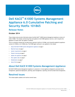 Dell KACE K1000 Systems Management Appliance 6.0 Cumulative Patching and Security Hotfix 101865