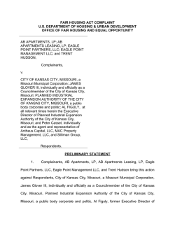 FAIR HOUSING ACT COMPLAINT U.S. DEPARTMENT OF HOUSING &amp; URBAN DEVELOPMENT