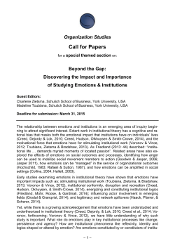 Call for Papers Organization Studies Beyond the Gap: Discovering the Impact and Importance