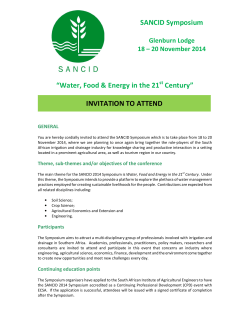 SANCID Symposium  “Water, Food &amp; Energy in the 21 Century”