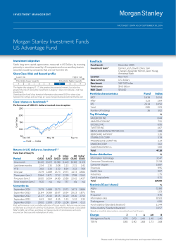 Morgan Stanley Investment Funds US Advantage Fund Investment objective Fund facts