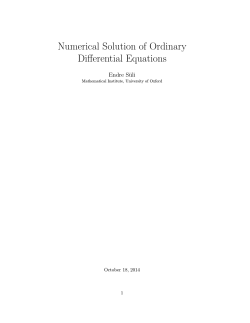 Numerical Solution of Ordinary Differential Equations Endre S¨ uli