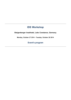 IDS Workshop Event's program Steigenberger Inselhotel, Lake Constance, Germany