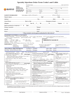 Specialty Injections Order Form Crohn’s and Colitis