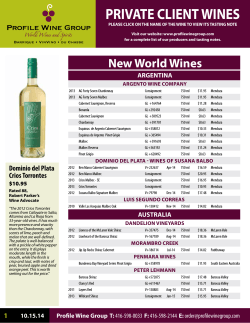 PRIVATE CLIENT WINES New World Wines ARGENTINA