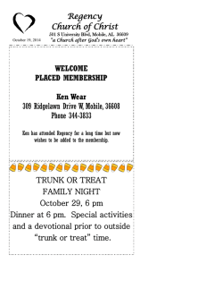 WELCOME PLACED MEMBERSHIP  Ken Wear