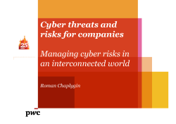 Cyber threats and risks for companies Managing cyber risks in an interconnected world