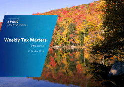 Weekly Tax Matters KPMG LLP (UK) 17 October 2014
