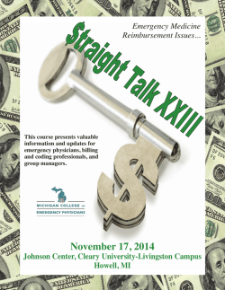 Emergency Medicine Reimbursement Issues...