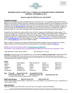 MICHIGAN CELTIC CLASSIC FALL 6 ANNUAL FALL HIGHLAND DANCE COMPETITION