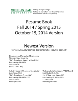 Resume Book Fall 2014 / Spring 2015 October 15, 2014 Version