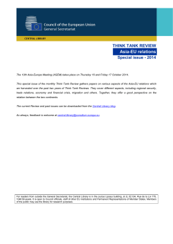 Asia-EU relations THINK TANK REVIEW Special issue - 2014
