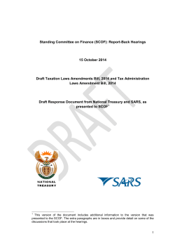 Standing Committee on Finance (SCOF): Report-Back Hearings 15 October 2014