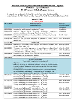 Workshop ”Ultrasonography Approach of Peripheral Nerves - AlgoSon” 1 24 – 25
