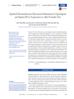 Epidural Dexamethasone Decreased Inflammatory Hyperalgesia and Spinal cPLA