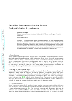 Beamline Instrumentation for Future Parity-Violation Experiments Robert Michaels